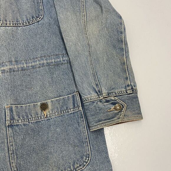 Vintage 90s Denim & Co Blue Workwear Barn Chore Coat - Picture 2 of 4